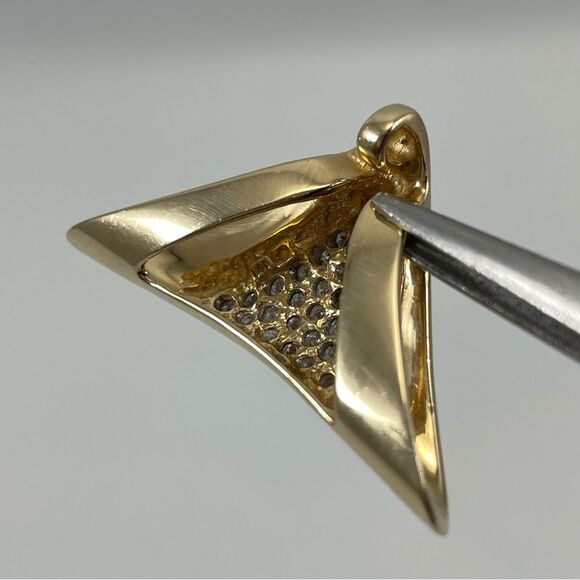 14k Yellow Gold and 24 Small Genuine Diamonds Pendant Statement Vintage - Picture 3 of 10